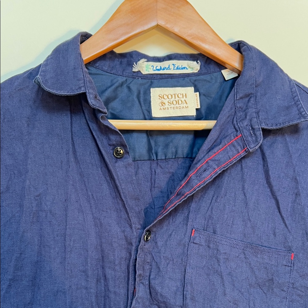Scotch & Soda Deep Blue 100% Linen Shirt